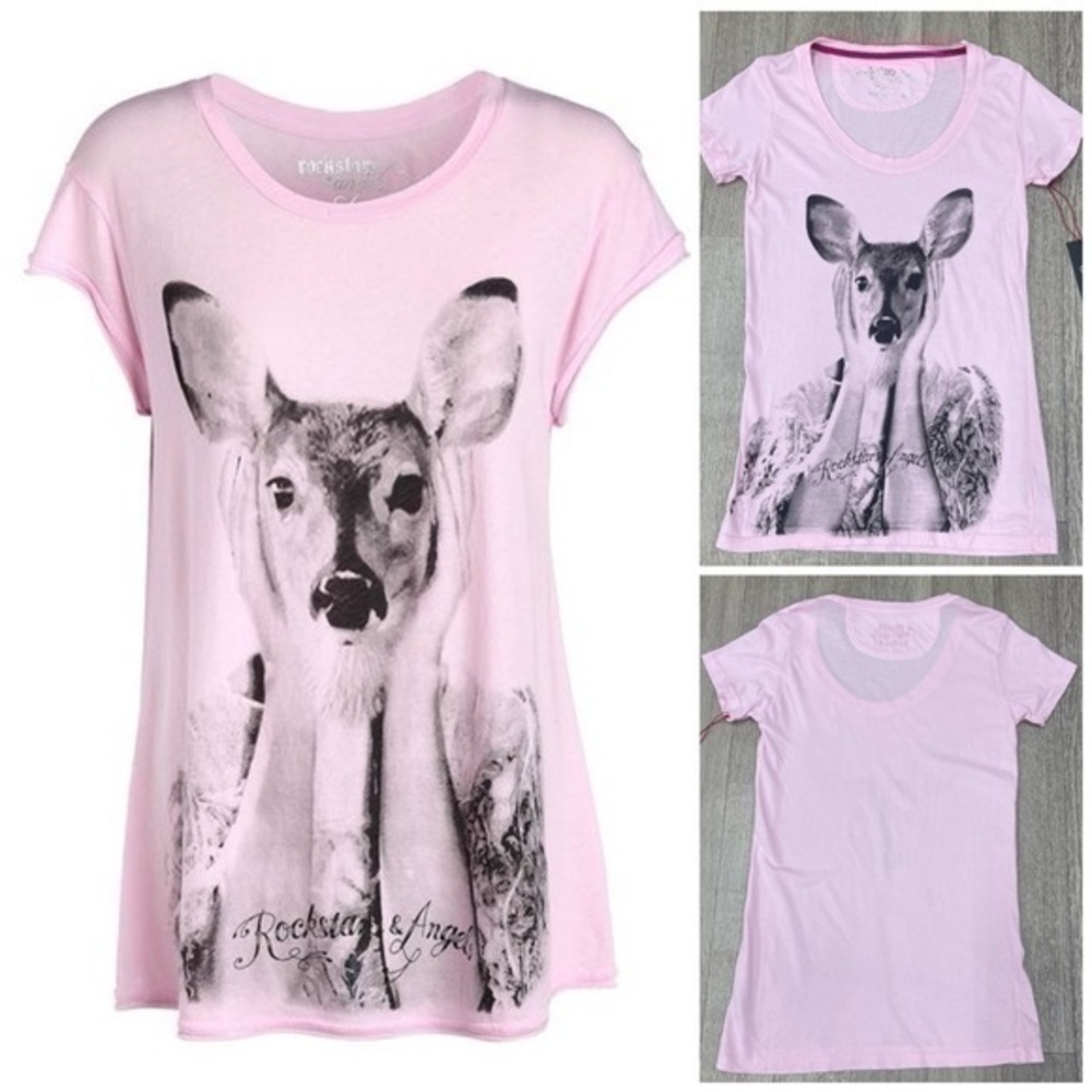 Rockstars & Angels Bambi T-Shirt Angels Cut weiss Damen NWT